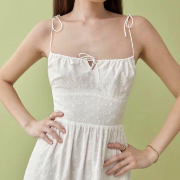 NWOT Reformation White Heaven Ruffle Midi Dress - Picture 2 of 13